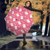 Maneki Neko Cat Sakura Pink Background Umbrella