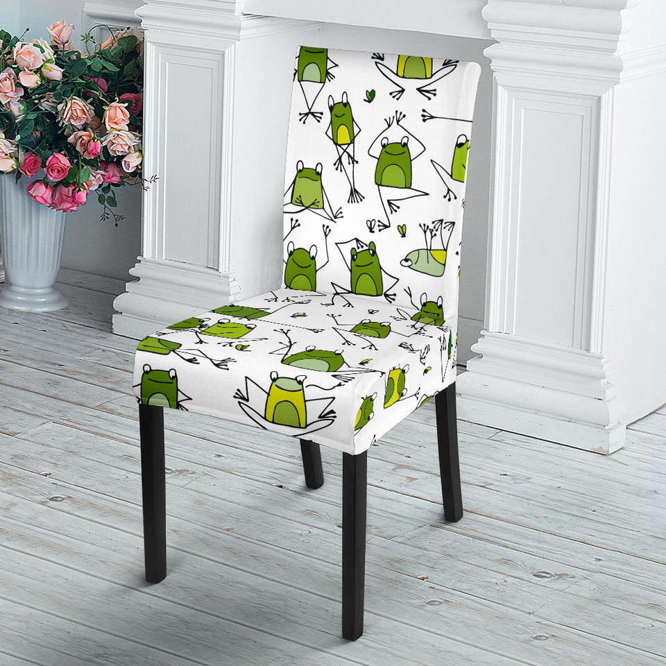 Sketch Funny Frog Pattern Dining Chair Slipcover