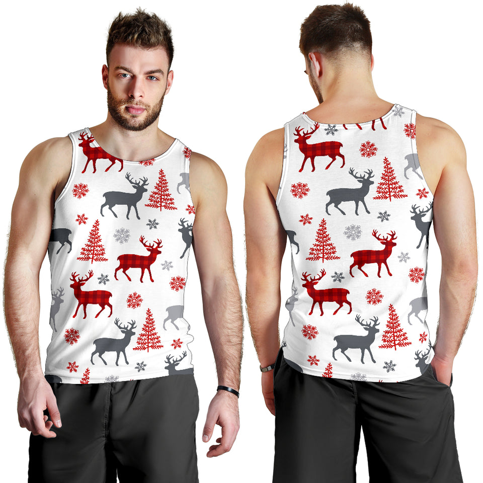 Deer tree snowflakes chrismas pattern Men Tank Top