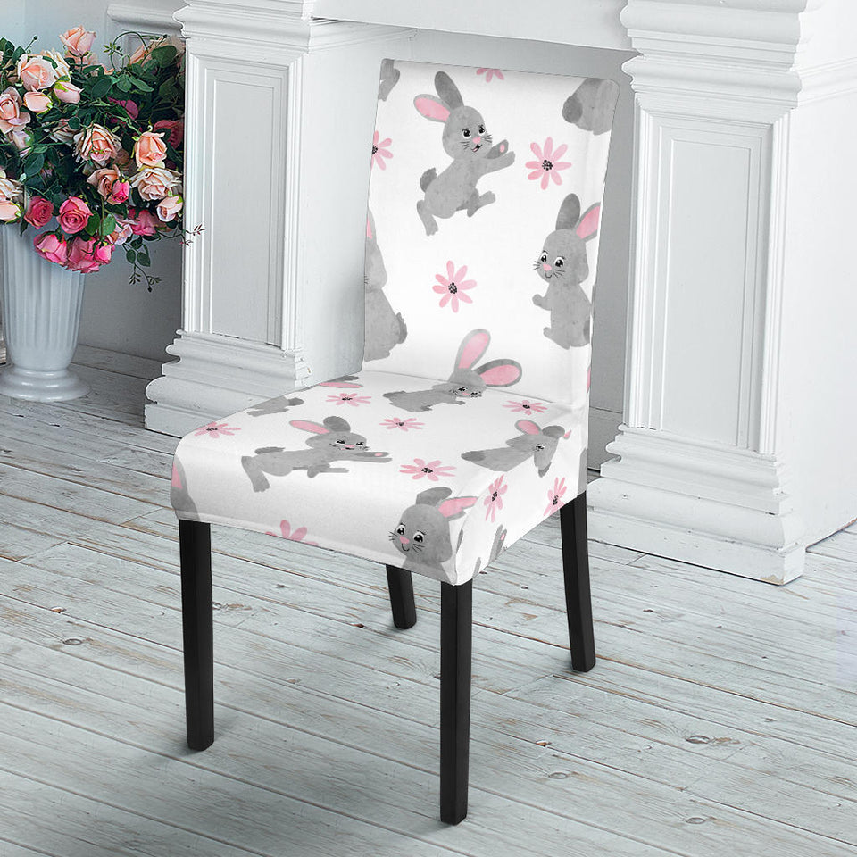 Watercolor Cute Rabbit Pattern Dining Chair Slipcover