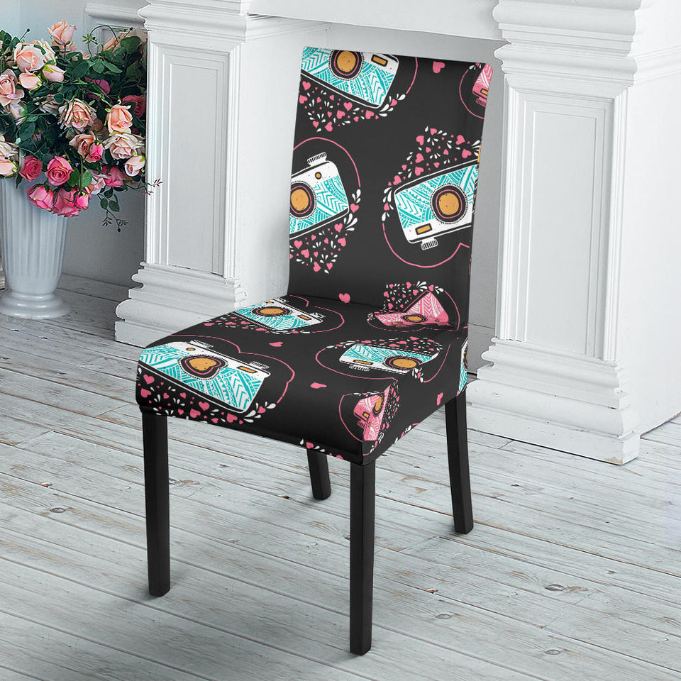 Camera Pattern Print Design 04 Dining Chair Slipcover