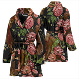 Horse Head Wild Roses Pattern Women'S Bathrobe