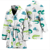 Watercolor Crocodile Pattern Women'S Bathrobe