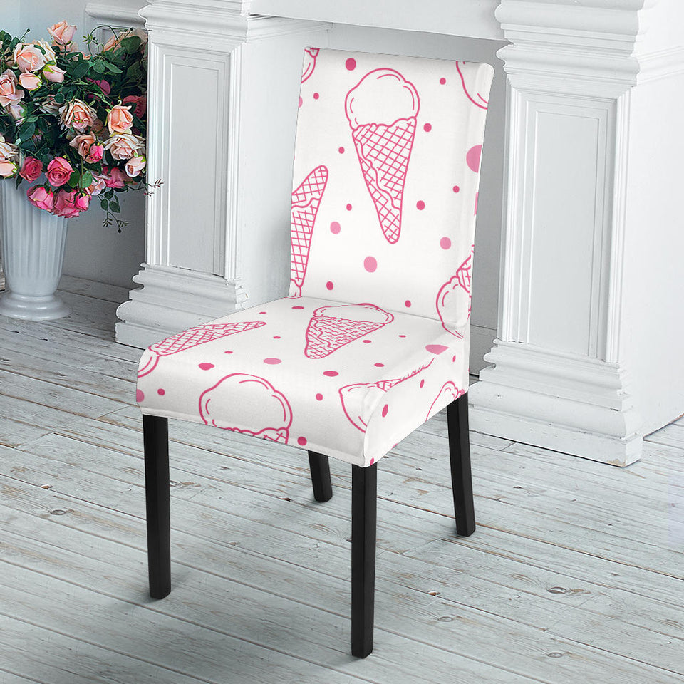Hand Drawn Ice Cream Pattern Dining Chair Slipcover