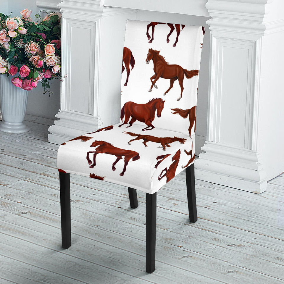 Horses Running Pattern Background Dining Chair Slipcover