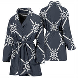 Nautical Steering Wheel Rope Pattern Women'S Bathrobe
