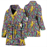 Cute Yellow Monkey Leaves Pattern Women'S Bathrobe