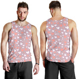 coral white heart pattern Men Tank Top