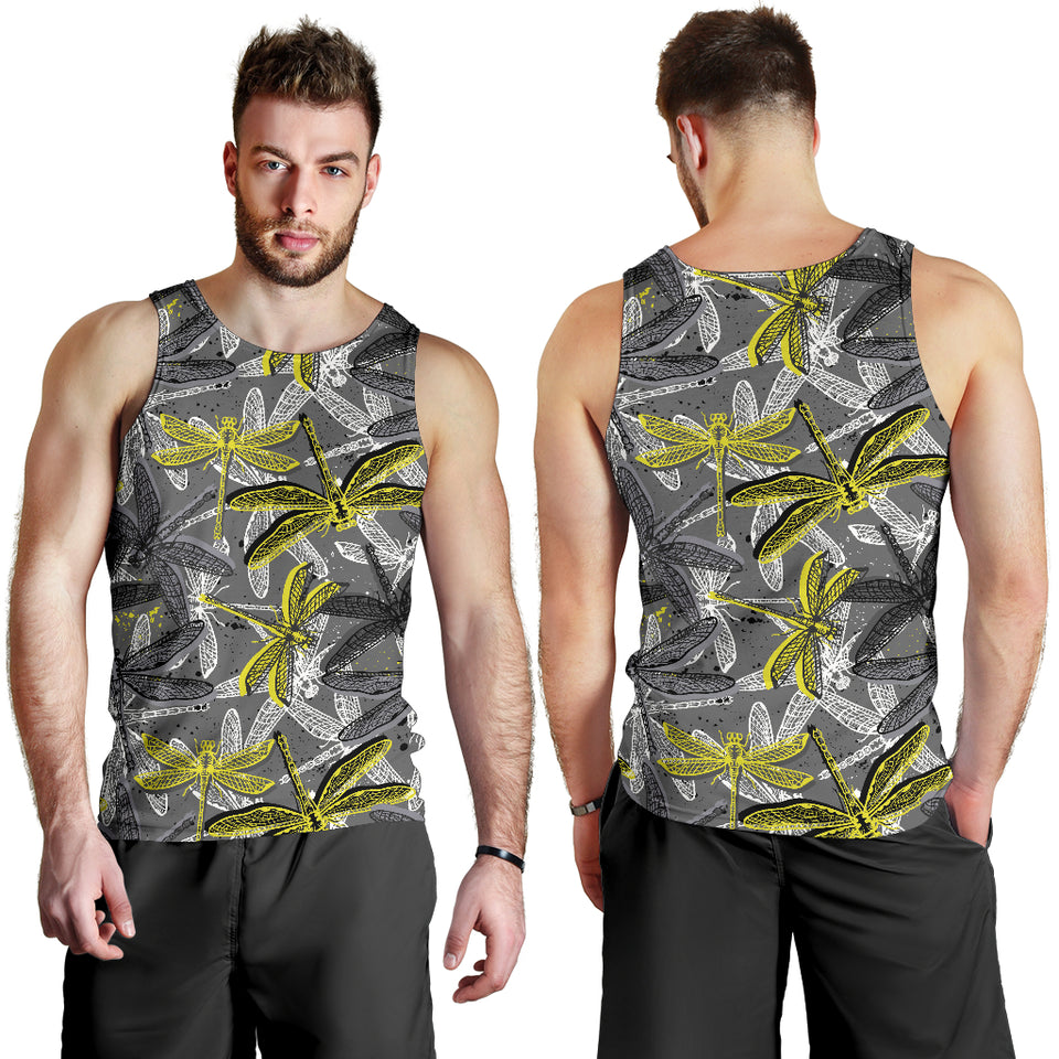 Hand drawn dragonfly pattern Men Tank Top