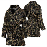 Luxurious Gold Lotus Waterlily Black Background Women'S Bathrobe