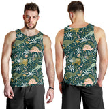 dinosaurs tropical leaves flower pattern Men Tank Top