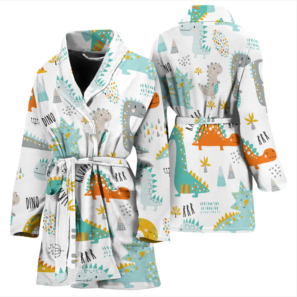 Cute Funny Kids Dinosaurs Pattern Women'S Bathrobe