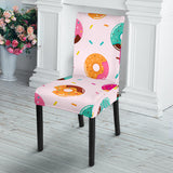 Donut Pattern Glaze Pink Background Dining Chair Slipcover