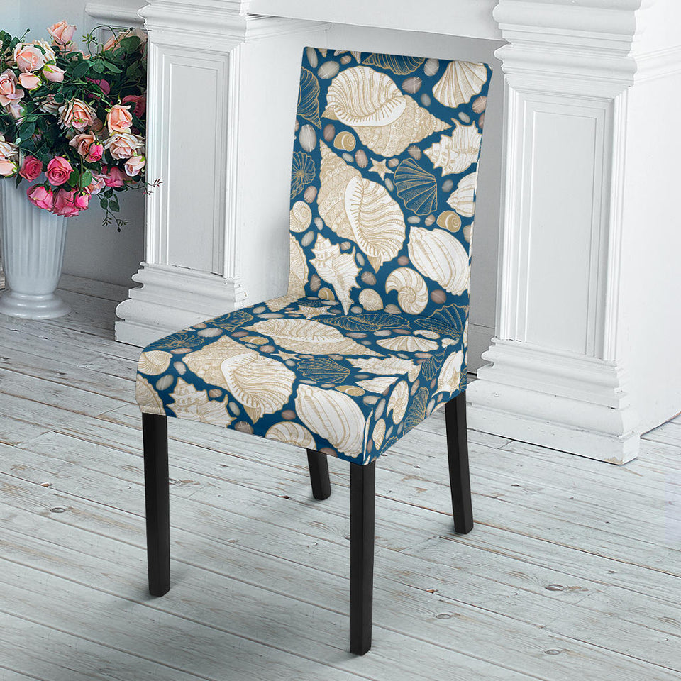 Shell Polynesian Tribal Design Pattern Dining Chair Slipcover