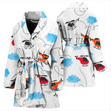 Watercolor Helicopter Cloud Pattern Women'S Bathrobe