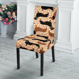 Dachshund Floral Background Dining Chair Slipcover