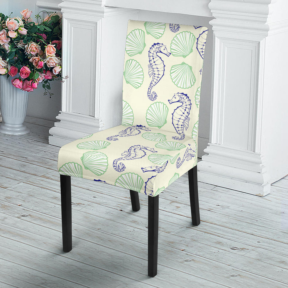 Seahorse Shell Pattern Dining Chair Slipcover
