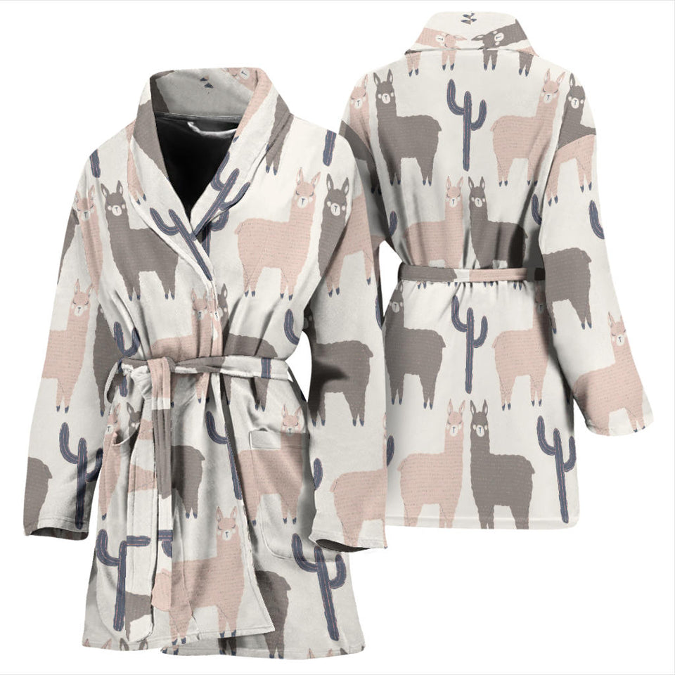 Llama Alpaca Pattern Women'S Bathrobe