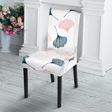 Black Gray Cream Coral Ginkgo Leaves Pattern Dining Chair Slipcover