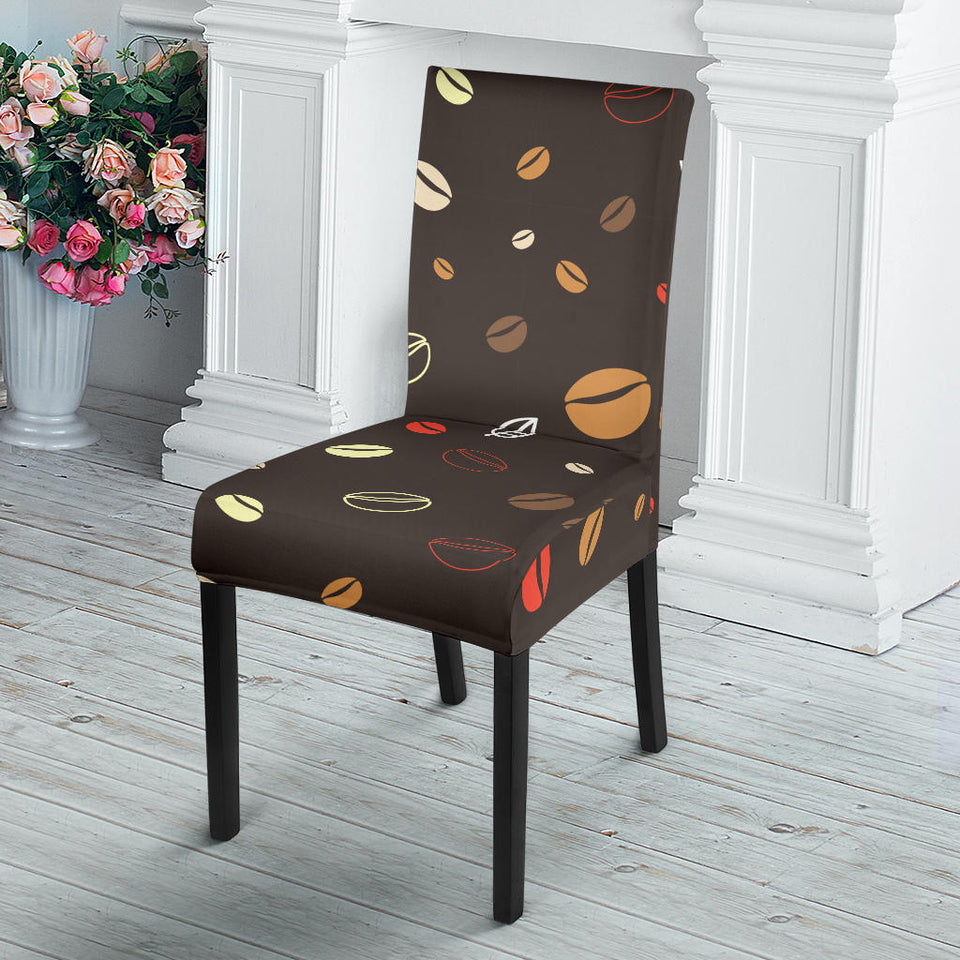 Coffee Bean Leave Pattern Dining Chair Slipcover