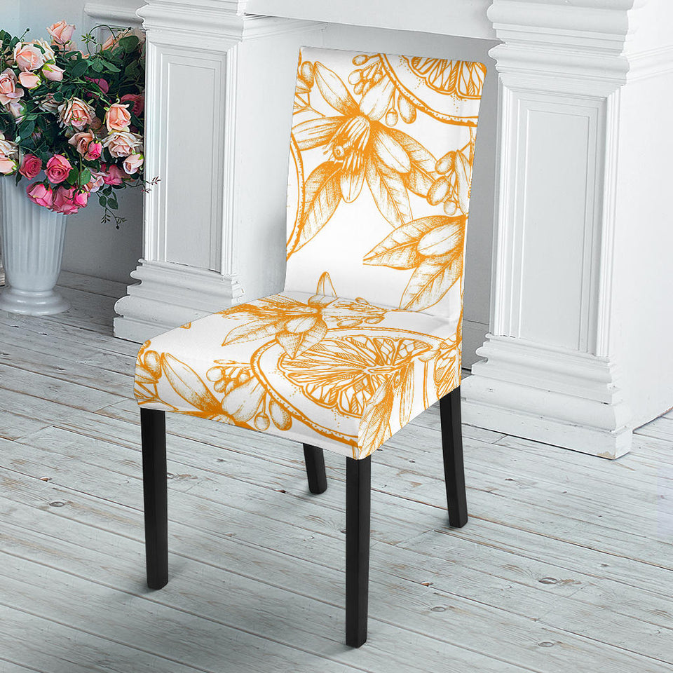 Hand Drawn Orange Fruit Pattern Dining Chair Slipcover