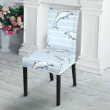 Dolphin Blue Striped Background Dining Chair Slipcover