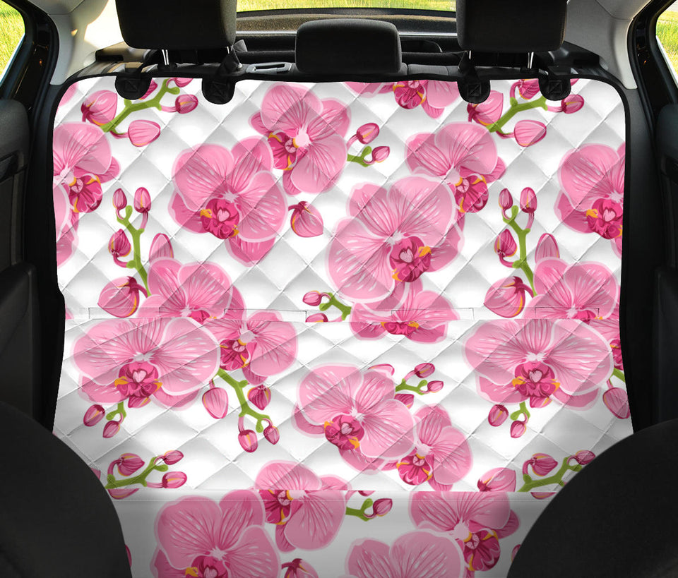 Pink Purple Orchid Pattern Background Dog Car Seat Covers