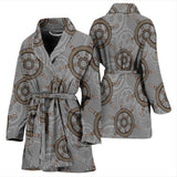Nautical Wood Steering Wheel Pattern Women'S Bathrobe