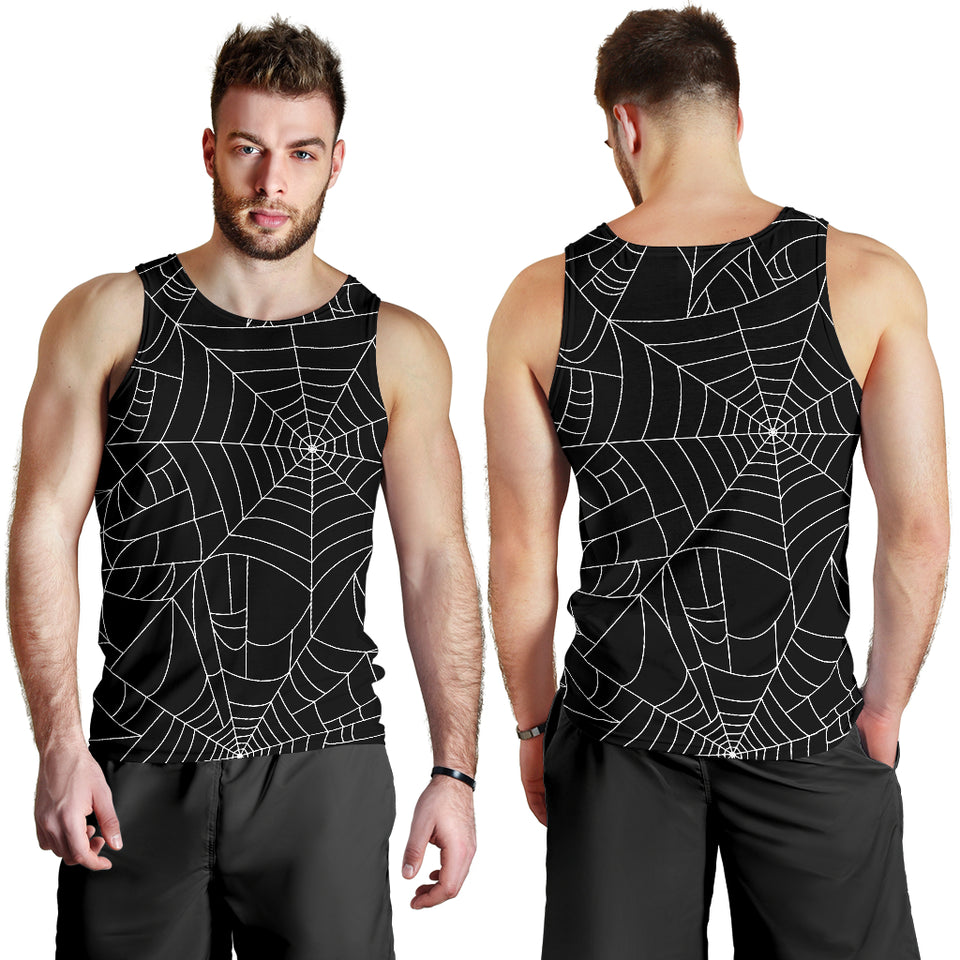 Spider web pattern Black background white cobweb Men Tank Top