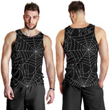 Spider web pattern Black background white cobweb Men Tank Top