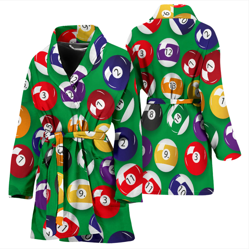 Billiard Ball Pattern Print Design 02 Women's Bathrobe