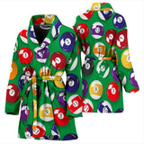 Billiard Ball Pattern Print Design 02 Women's Bathrobe