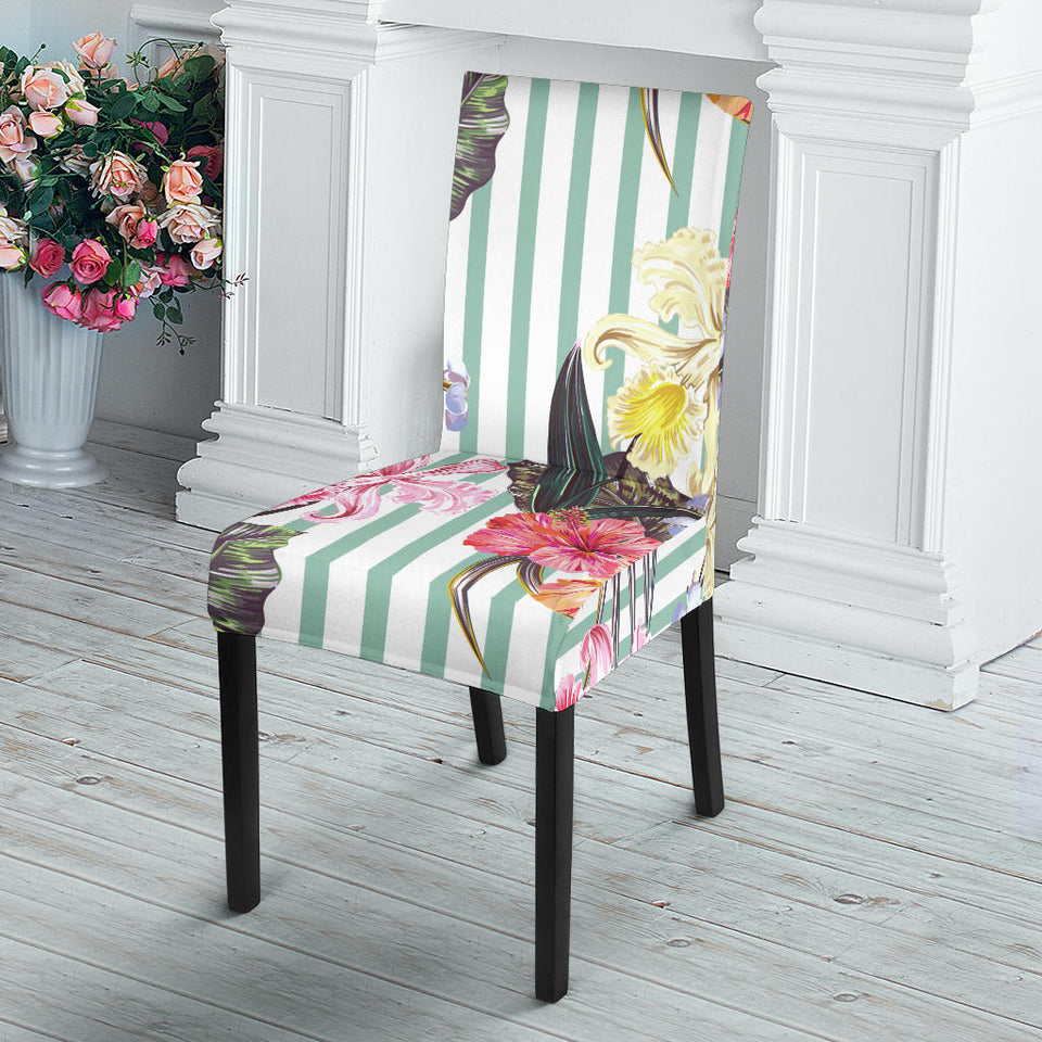 Colorful Orchid Flower Pattern Dining Chair Slipcover