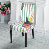 Colorful Orchid Flower Pattern Dining Chair Slipcover