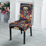 Sugar Skulls Flower Maxican Pattern Dining Chair Slipcover