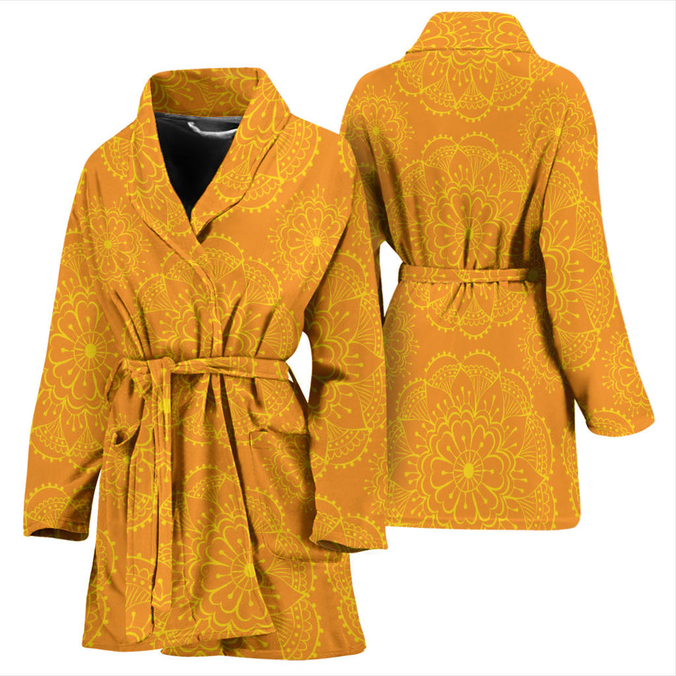 Orange Traditional Indian Element Pattern Women'S Bathrobe