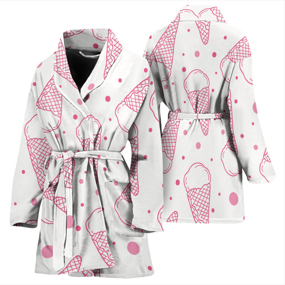 Hand Drawn Ice Cream Pattern Women'S Bathrobe