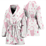 Hand Drawn Ice Cream Pattern Women'S Bathrobe