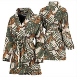 Monkey Tropical Leaves Background Women'S Bathrobe