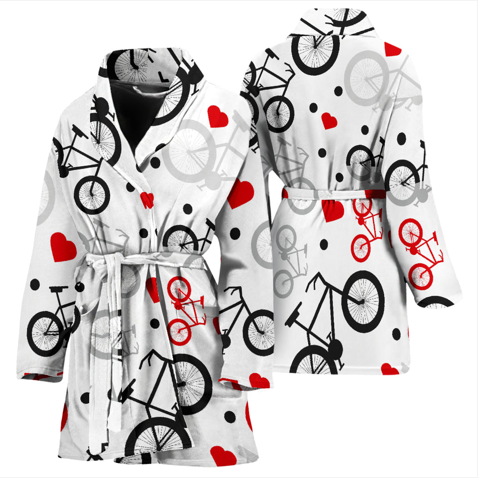 Bicycle Pattern Print Design 04 Women's Bathrobe