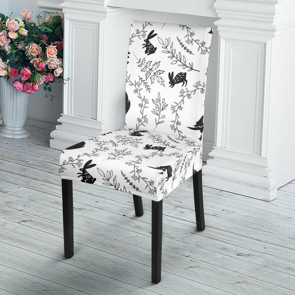 Crows Floral Wreath Rabbit Pattern Dining Chair Slipcover