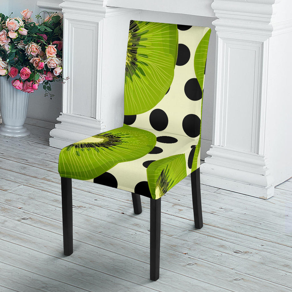 Kiwi Black Dot Background Dining Chair Slipcover