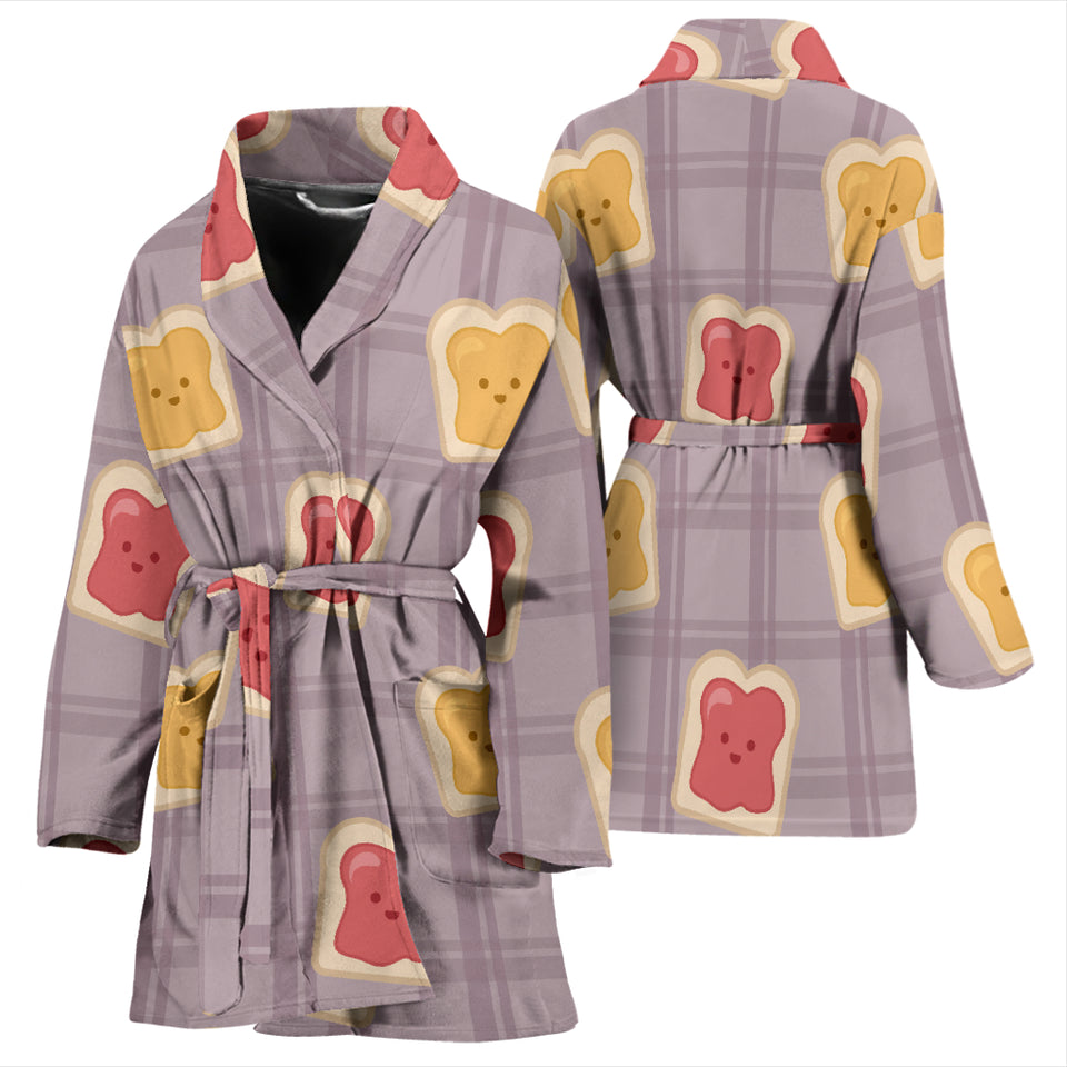 Bread Toast Pattern Print Design 05 Women's Bathrobe