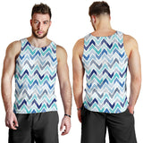 zigzag  chevron blue pattern Men Tank Top
