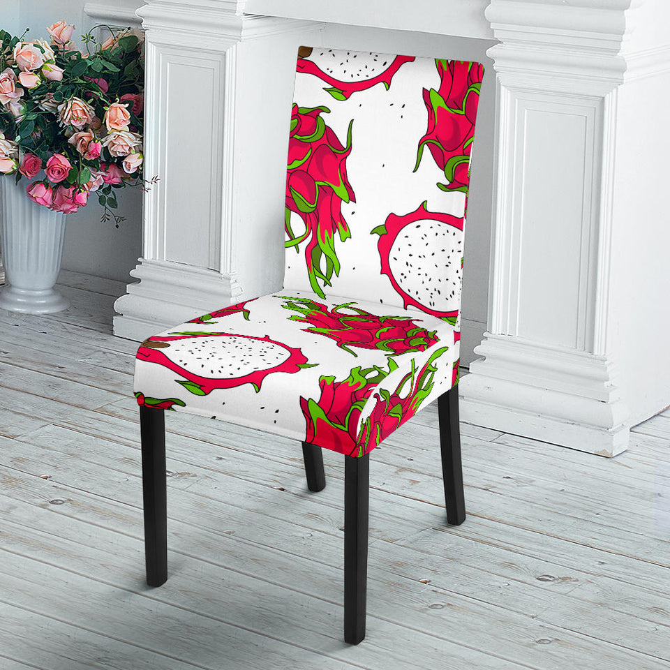 Dragon Fruits White Background Dining Chair Slipcover