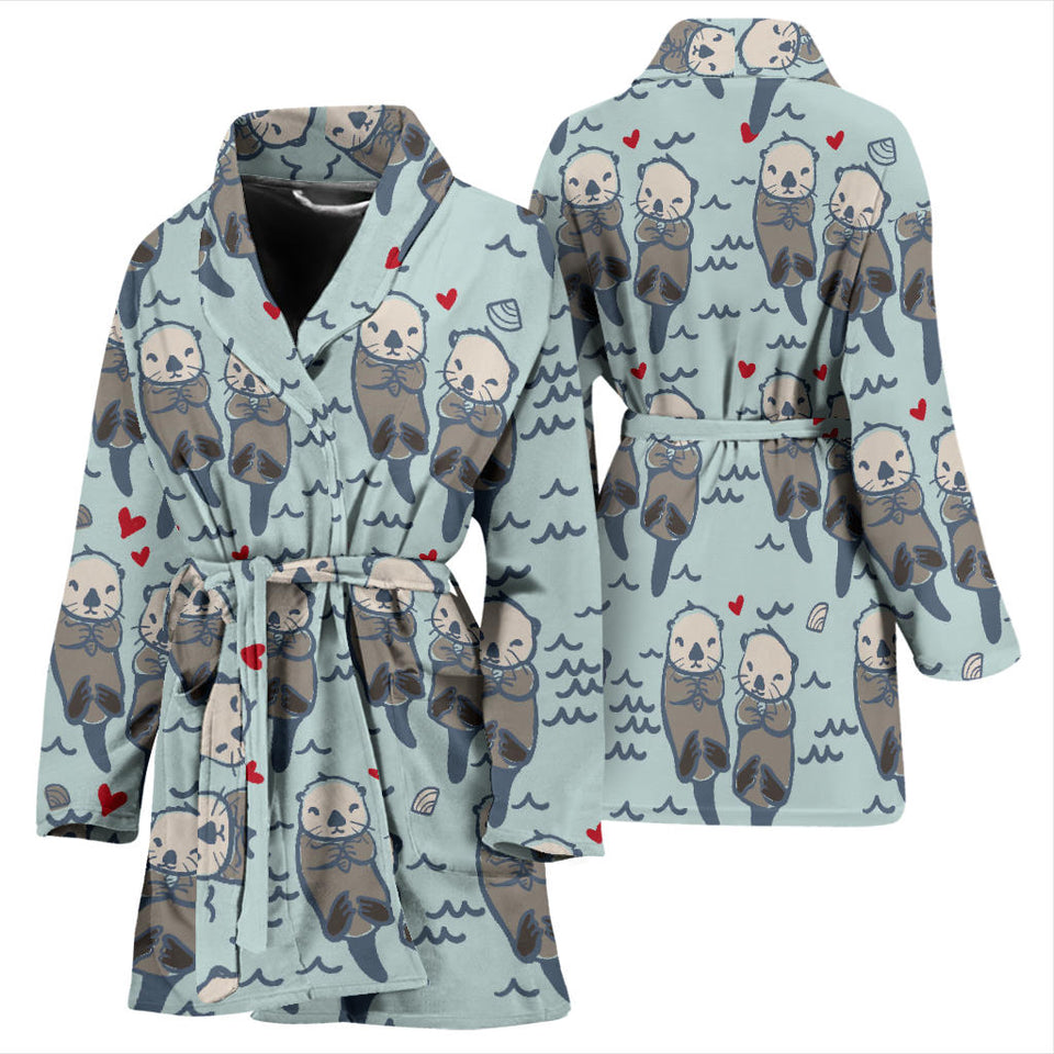 Lovely Sea Otter Pattern Women'S Bathrobe