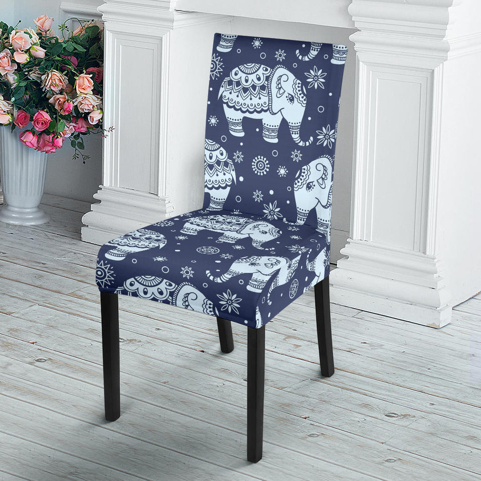 Elephant Tribal Design Pattern Dining Chair Slipcover