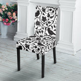 Crow Dark Floral Pattern Dining Chair Slipcover