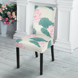 Pink Lotus Waterlily Leaves Pattern Dining Chair Slipcover