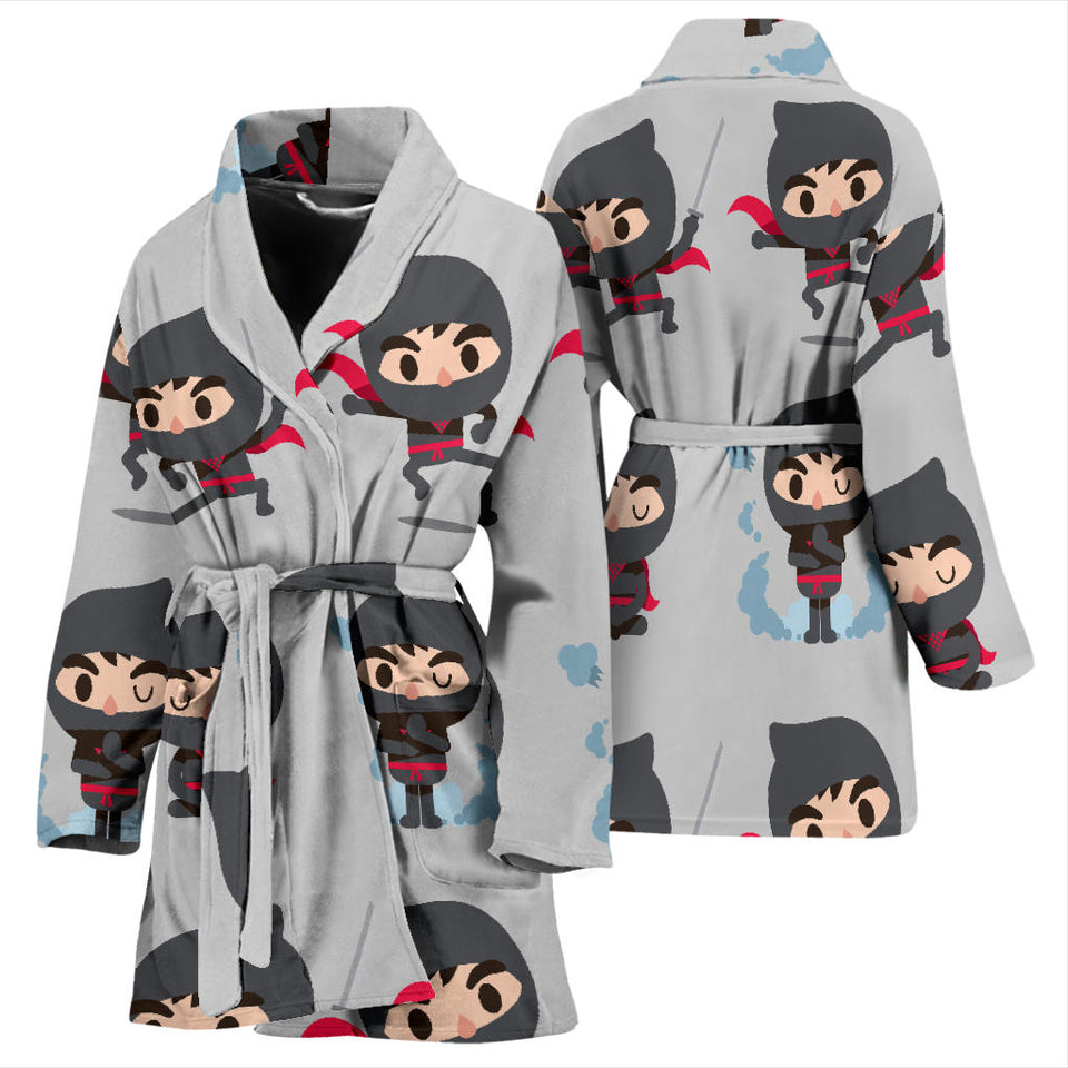 Cute Ninja Pattern Women'S Bathrobe